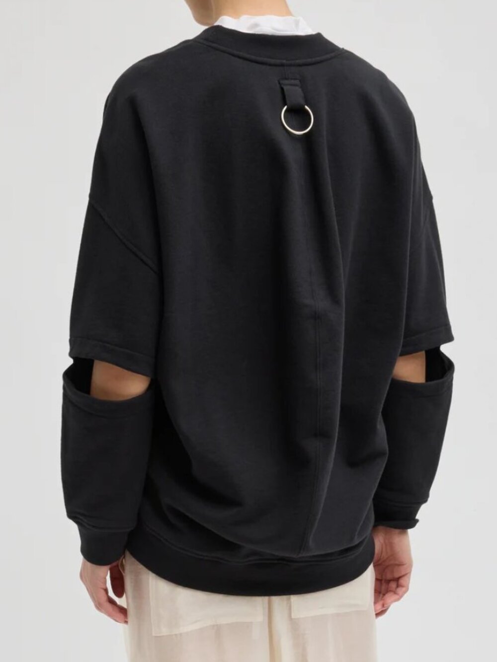 Tibi Cocoon Crewneck Black Cotton Sweatshirt Size S $295 - Picture 3 of 11
